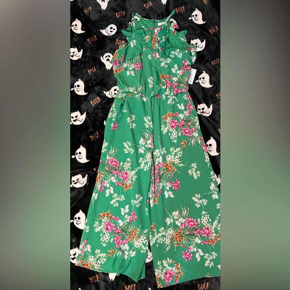Spaghetti strap high neck jumpsuit with pockets